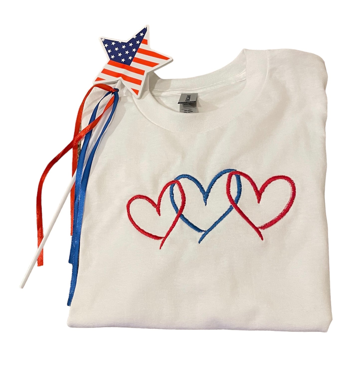 4th of July USA Red White and Blue Hearts