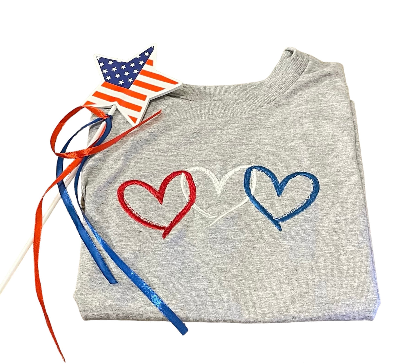 4th of July USA Red White and Blue Hearts