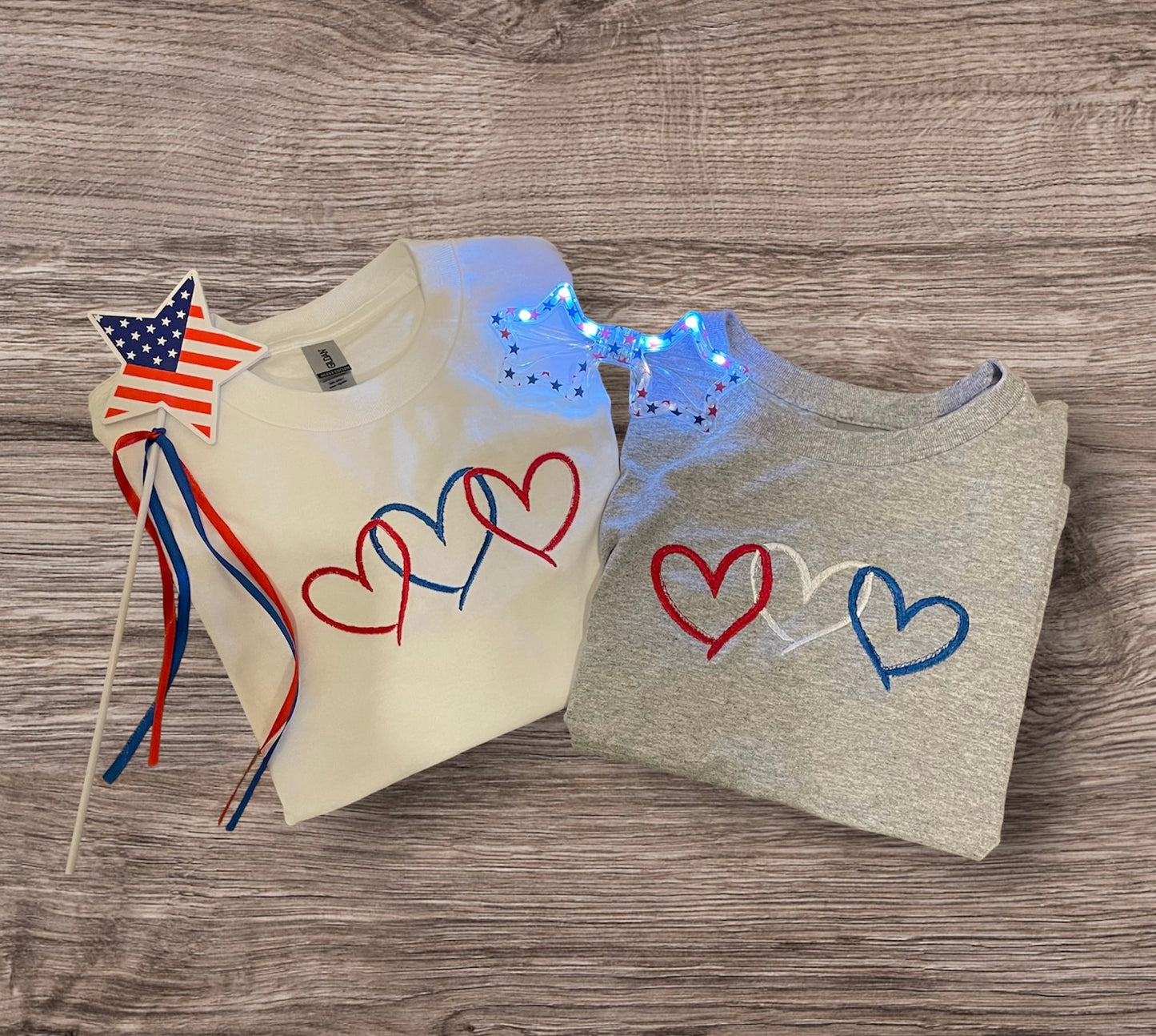 4th of July USA Red White and Blue Hearts